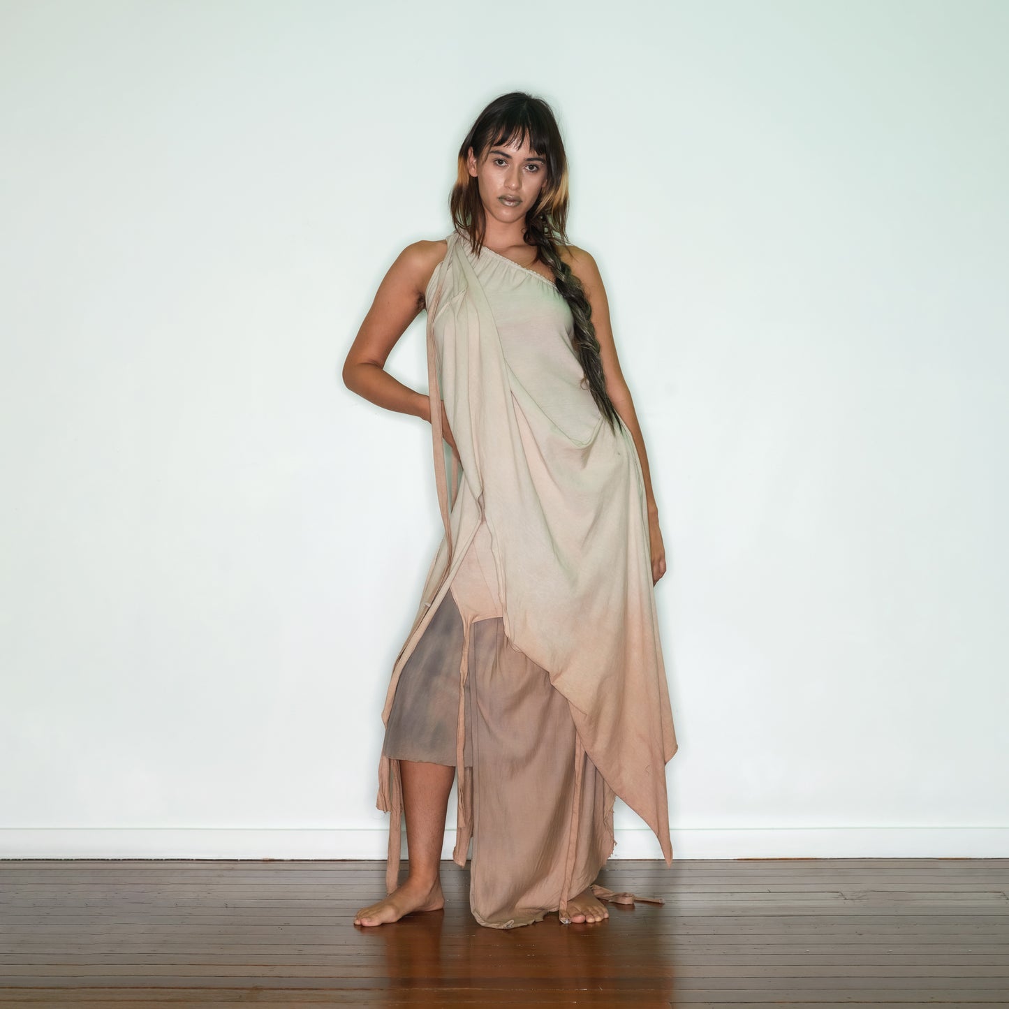 asymmetrical draped dress